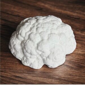 White Ceramic Cauliflower Lid Trinket Dish Candy Bowl Decorative Vegetable